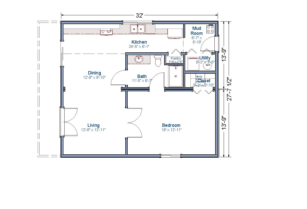 TLC Modular Homes Rock Creek 28′ x 32′ ADU/Ranch